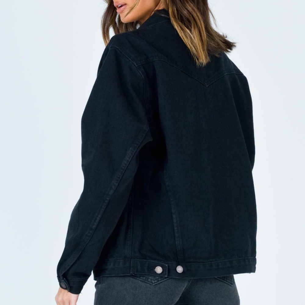 Princess Polly PHOENIX DENIM JACKET BLACK - Picture 3 of 3